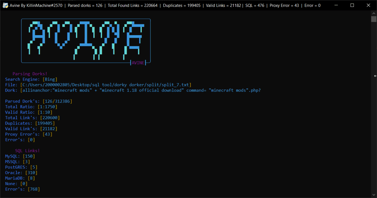 Avine - Dork Parser